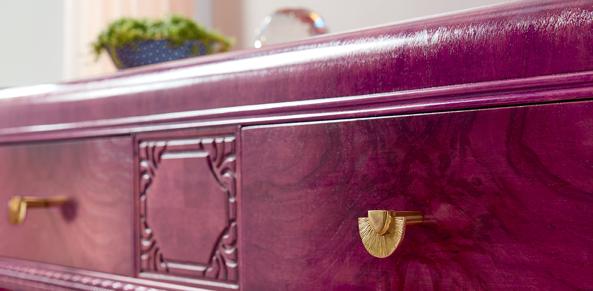 purple stained dresser