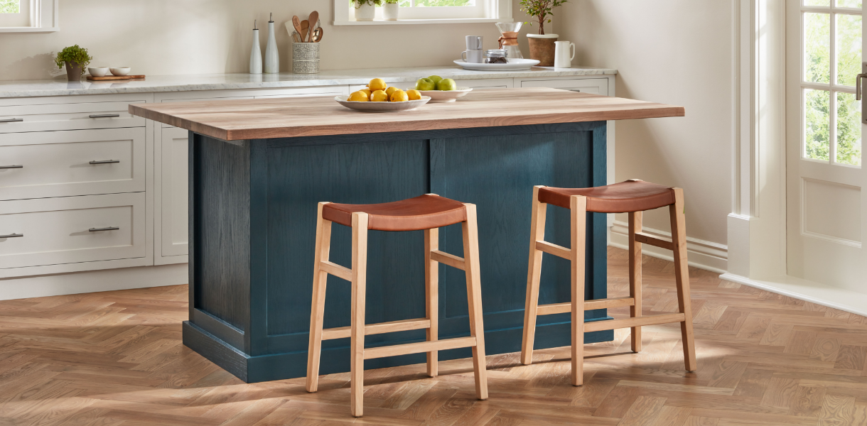 kitchen island stained blue