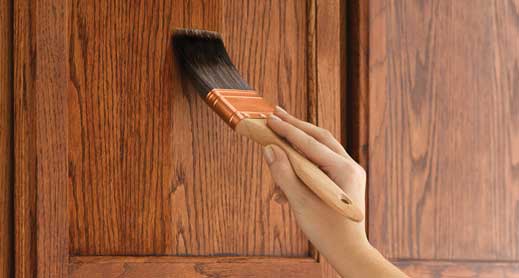 clear varnish on a cabinet