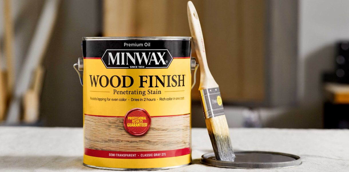 Can of Minwax wood finish penetrating stain
