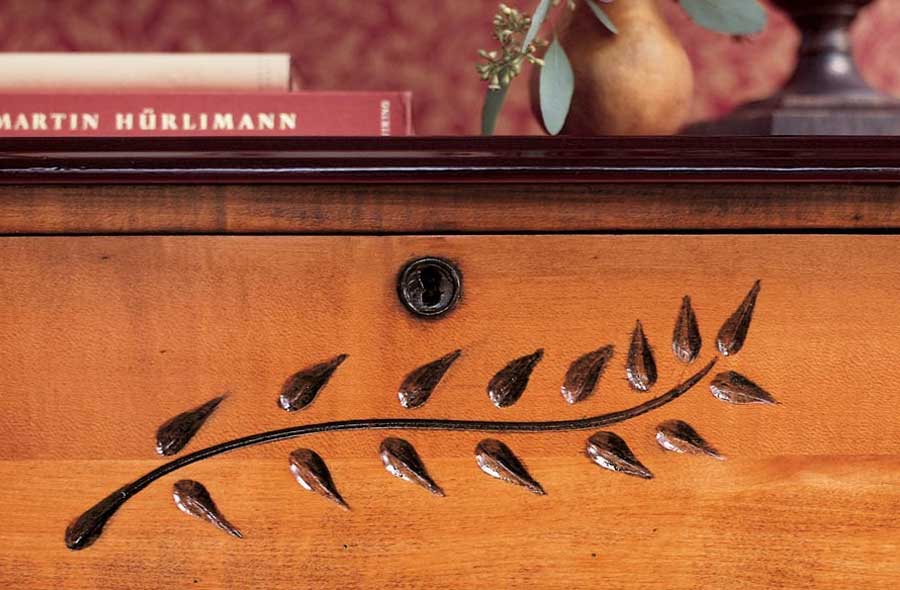 stained dresser close up