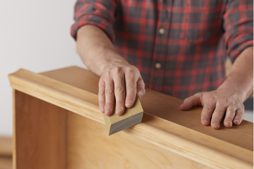 sanding and prepping for stain