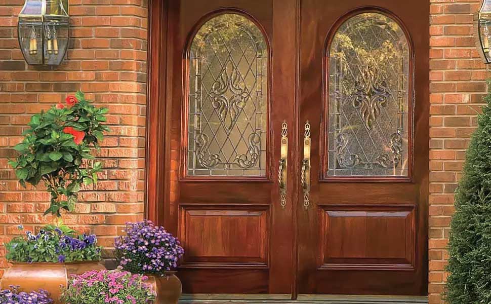 Door stained with Minwax® Gel Stain Mahogany