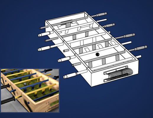 tabletop soccer or foosball table